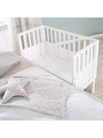 roba Beistellbett safe asleep® 2in1 weiß höhenverstellbar + Mesh & Matratze