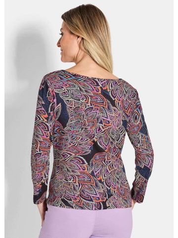 GOLDNER Langarm Printshirt, U-Boot-Ausschnitt in schwarz / bunt / gemustert