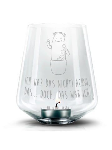 Mr. & Mrs. Panda Glas Windlicht Kaktus Heilig mit Spruch in Transparent