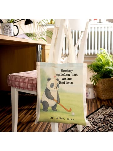 Mr. & Mrs. Panda Beutel Panda Hockey spielen Design mit Spruch in Weiß
