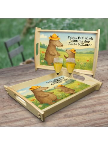 Mr. & Mrs. Panda Servier Tablett Bären mit Hut Design mit Spruch in Weiß