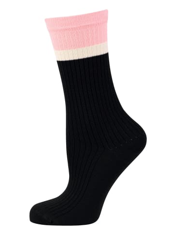 Nur Die  Basicsocken Soft Modal Ripp in schwarz/rosa