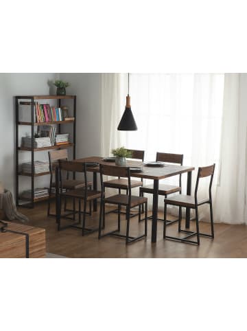 Beliani 7-tlg Esstisch Set LAREDO in Schwarz/Braun