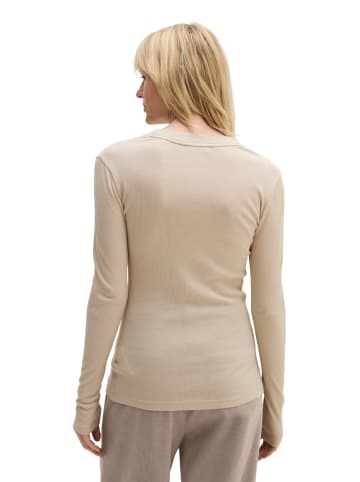 Marc O'Polo Geripptes Longsleeve slim in Linen Beige
