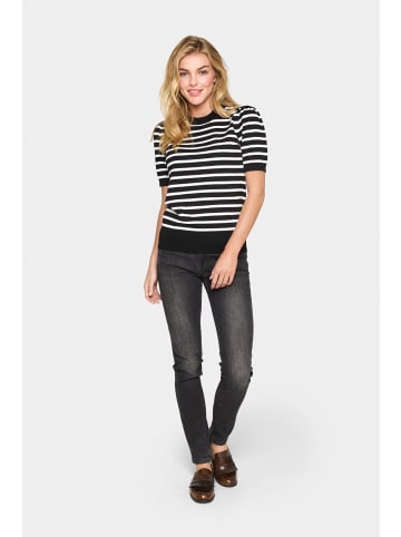SAINT TROPEZ Strickpullover MilaSZ Gerade Passform in Black Mila Stripe