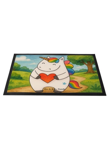 Mr. & Mrs. Panda Fussmatte Einhorn Herz Design ohne Spruch in Weiß