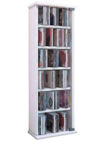 VCM  Holz CD DVD Stand Regal Vetro Glastür in Weiß