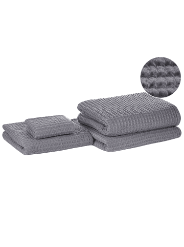 Beliani 4er-Set Handtuch AREORA in Grau