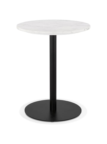 KADIMA DESIGN Runder Bistrotisch Ø 60 cm, Stein Marmoreffekt, kleine Räume in Weiß-Schwarz