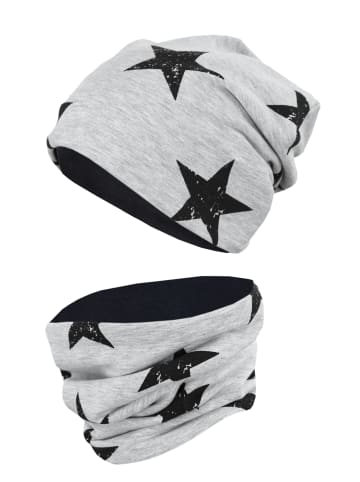 TupTam Unisex Kinder Beanie Mütze Schlauchschal Set in schwarz/grau
