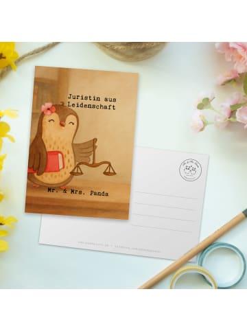 Mr. & Mrs. Panda Postkarte Juristin Leidenschaft Design mit Spruch in Weiß