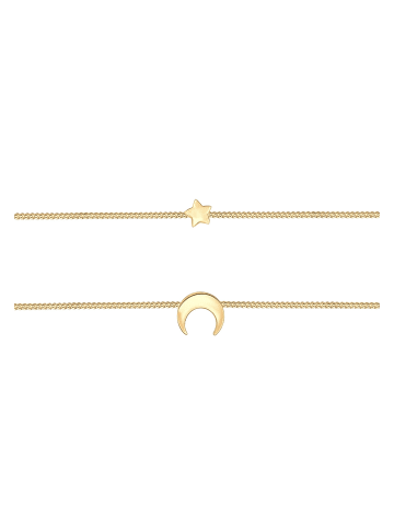 Elli Halskette 925 Sterling Silber Astro, Halbmond, Sterne, Stern in Gold