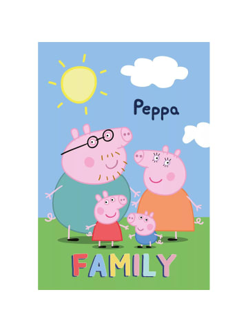 Peppa Pig Kuscheldecke Peppa & Family in blau