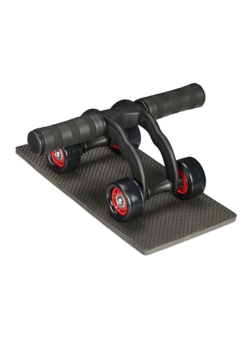 relaxdays Bauchroller in Schwarz/ Rot - 4 Räder
