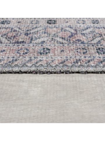 KADIMA DESIGN Teppich Flachgewebe Pflegeleicht HURST Orientalisch Wohnzimmer in Grau-Rosa
