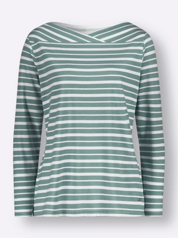 WITT WEIDEN Shirt in jade-champagner-geringelt