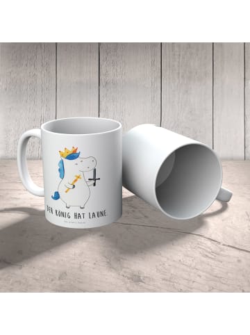 Mr. & Mrs. Panda Tasse Einhorn König mit Schwert mit Spruch in Weiß