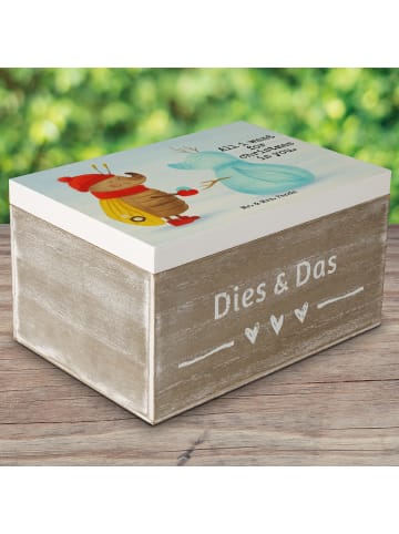 Mr. & Mrs. Panda Holzbox mit Deckel Nachtfalter Schneemann Desig... in Weiß