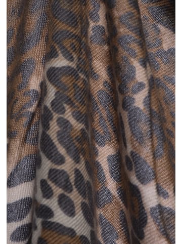 faina Women Feminine Scarf in Beige Black Leo