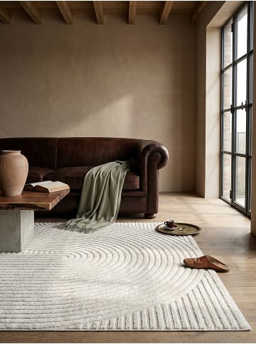 KADIMA DESIGN Teppich Kurzflor mit Zen-Dessin, pflegeleicht und flach im Aufbau in Creme