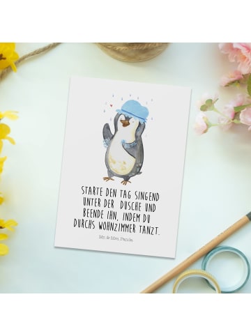 Mr. & Mrs. Panda Wanddeko Pinguin Duschen mit Spruch in Weiß