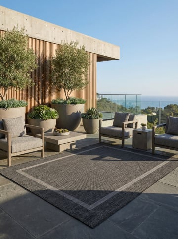 KADIMA DESIGN Teppich Outdoor Waschbar Einfarbig ALSTER Strapazierfähig OEKO-TEX in Schwarz