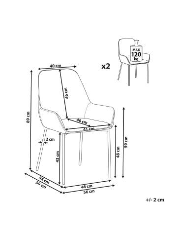 Beliani 2er-Set Esszimmerstuhl LOVERNA in Orange/Gold