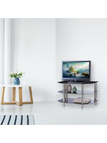 relaxdays Fernsehtisch in Schwarz/Silber - (B)80 x (H)49 x (T)45 cm