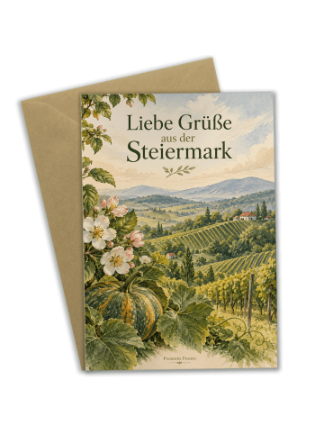 Grußkarte Landschaft elegant Design mit Spruch in Weiß