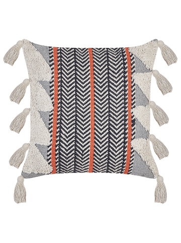 Beliani Dekokissen BOUVARDIA in Grau/Schwarz/Weiß - (W) 45 x (H) 10 x (L) 45 cm