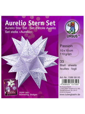 Buntpapierfabrik Ludwig Bähr Faltblätter Aurelio Stern Passion 110g/qm 10x10cm silber