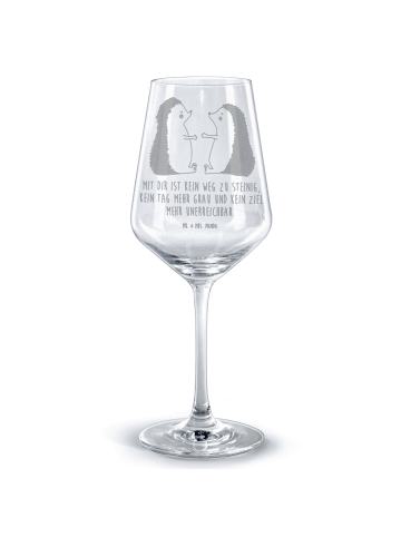 Mr. & Mrs. Panda Rotwein Glas Igel Liebe mit Spruch in Transparent