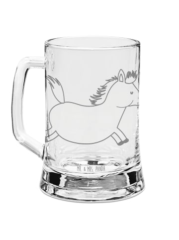 Mr. & Mrs. Panda Bierkrug Pferd Springen ohne Spruch in Transparent