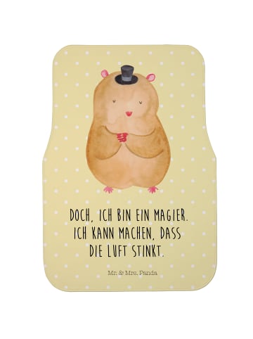 Mr. & Mrs. Panda Fahrer Autofußmatte Hamster Hut mit Spruch in Gelb Pastell