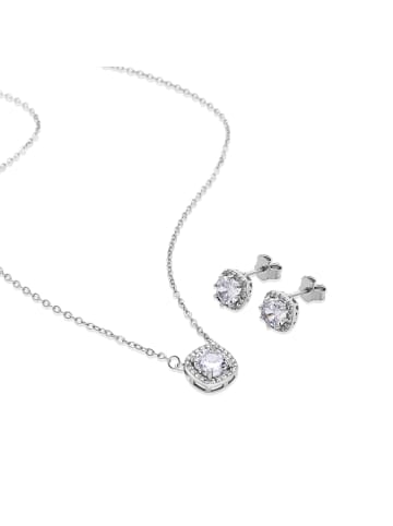Luxenter Set aus 925er Sterlingsilber mit glänzenden Zirkonia, rhodiniert – Midfo