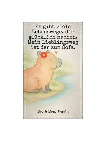 Mr. & Mrs. Panda Frotteehandtuch Capybara Blume Design mit Spruch in Weiß