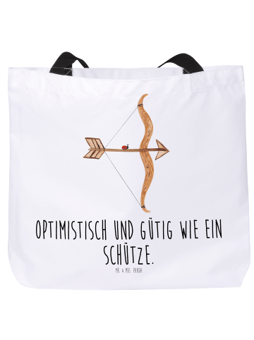Mr. & Mrs. Panda Tote Bag Sternzeichen Schütze mit Spruch in Weiß