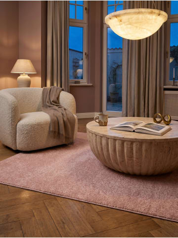 KADIMA DESIGN Teppich Kurzflor Waschbar Einfarbig MAIN Strapazierfähig OEKO-TEX in Rosa