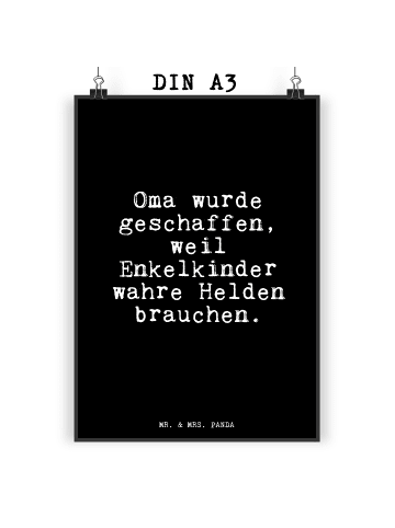 Mr. & Mrs. Panda Wandbild Oma wurde geschaffen, weil... mit Spruch in Schwarz