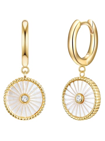 Creolen aus Sterling Silber mit Zirkonia und Perlmutt in gelbgold