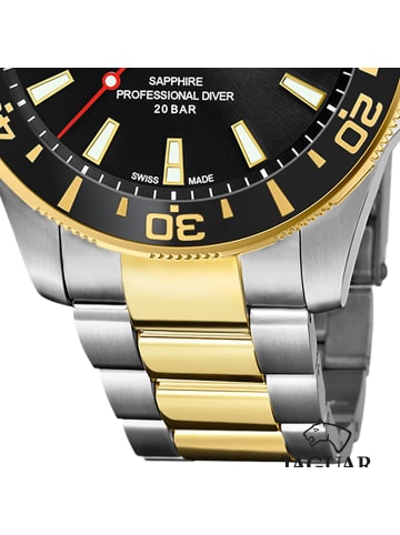 Jaguar Analog-Armbanduhr Jaguar Pro Diver silber, gold groß (ca. 43,5mm)