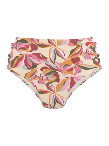 S. Oliver Highwaist-Bikini-Hose in creme bedruckt