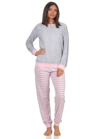 NORMANN Frottee Pyjama langarm Bündchen und Pinguin Stickerei - 50005 in Grau