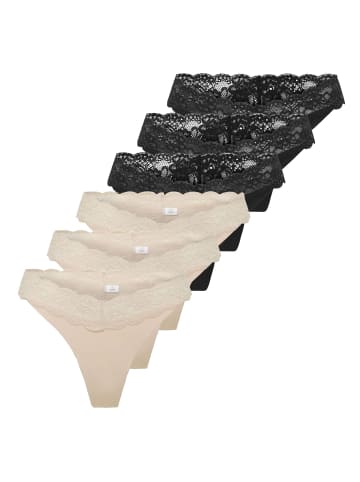 ONLY String 6er Pack in Schwarz/Beige
