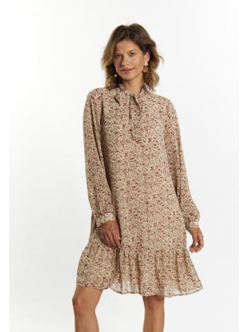 Usha Damen Midikleid Mit Floralem Print in Creme Mehrfarbig