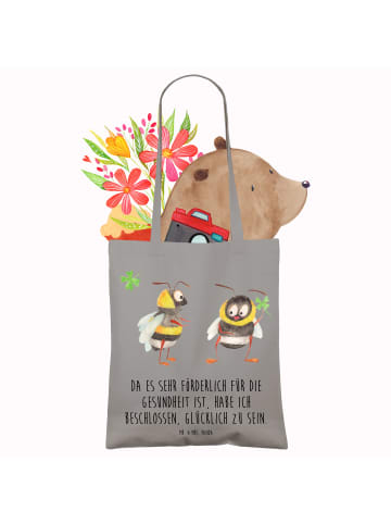 Mr. & Mrs. Panda Laptoptasche Hummeln Kleeblatt mit Spruch in Light Grey