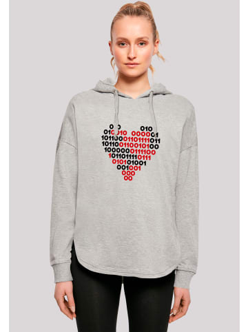 F4NT4STIC Oversized Hoodie I love you 01001001 Binary Code Herz  Valentinstag in grau