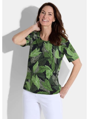 GOLDNER Kurzgröße:  Shirt Shirt in grün / schwarz / weiß / gemustert