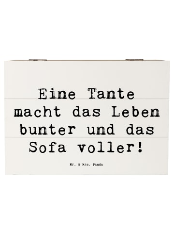Mr. & Mrs. Panda Schatulle Spruch Bunte Tante mit Spruch in Weiß