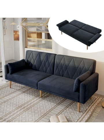 ABRIHOME Zweisitzer Schlafsofa in Schwarz mit Goldenen Füßen 3-Fach Verstellbar